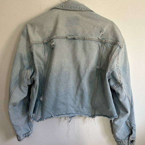 Free People We The Free Distressed Cropped Denim Jacket - Picture 2 of 4